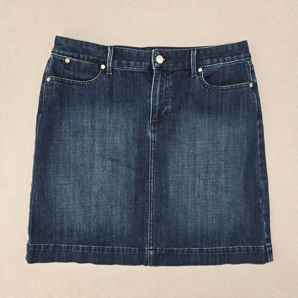 Talbots Womens 10P Denim Mini Skirt Ocean Wash Preppy Classic